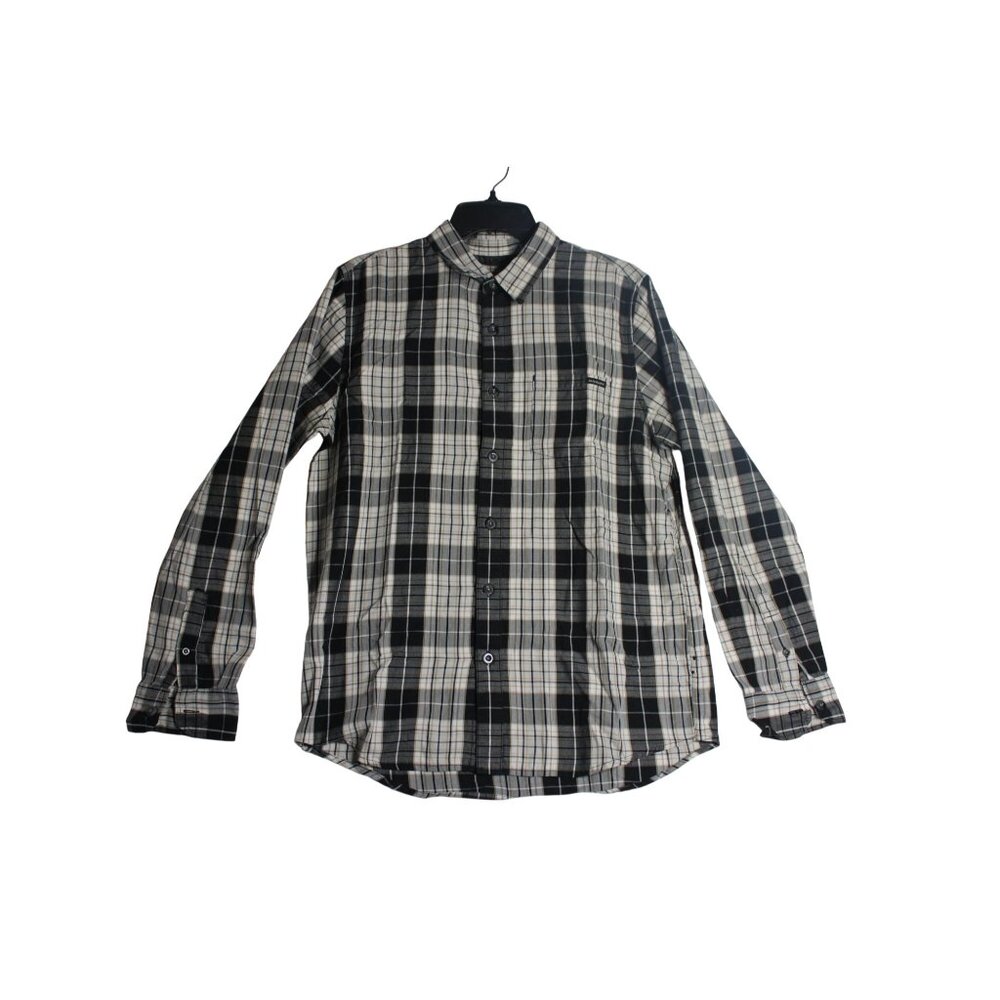 Oakley L/S Black White Plaid Flannel Button Down Shirt Mens Medium